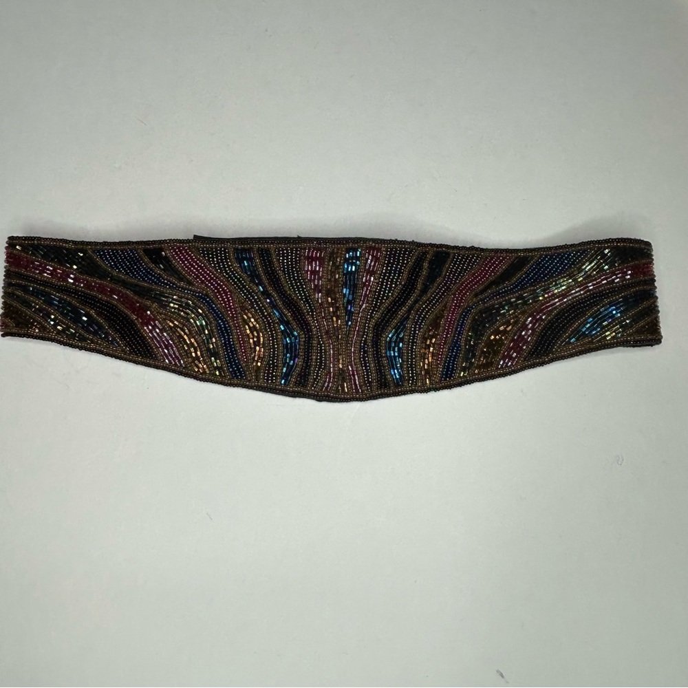 Vintage 80's Beaded Cumberbund Statement Belt Artsy Glamcore Fairy Witchy Goth - Picture 16 of 17